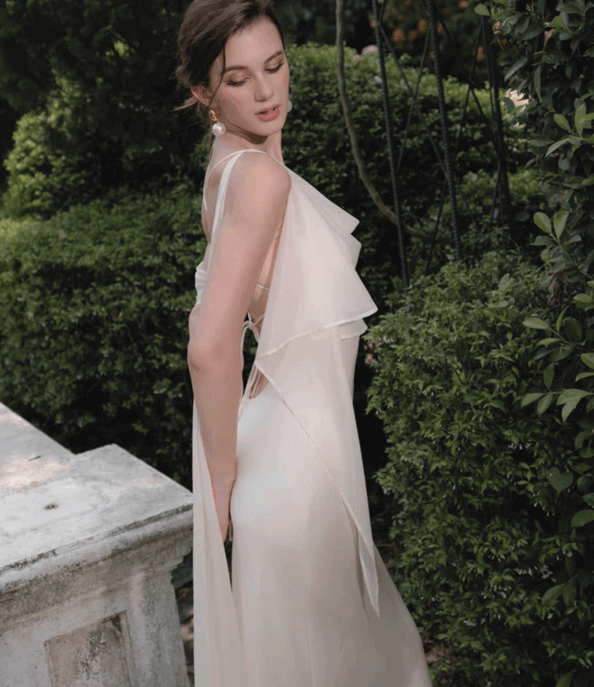 Ivory Cold-Shoulder Gown “Garden Whisper” DR833
