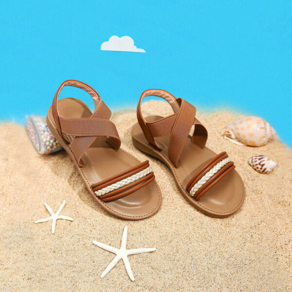 Kids' Brown Roman Gladiator Sandals - Buckle Strap, Summer